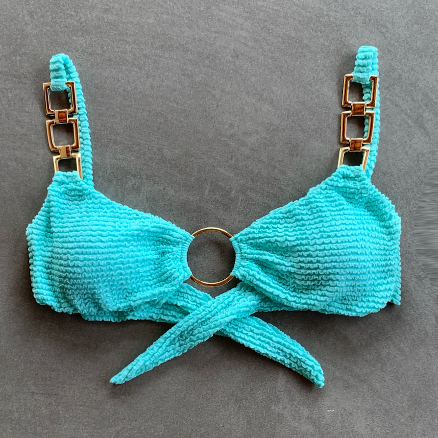 Curazao Blue Textured Mari Bikini Top