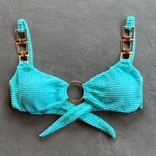 Load image into Gallery viewer, Curazao Blue Textured Mari Bikini Top