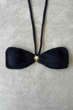 Load image into Gallery viewer, Onyx Black Textured Star Strapless Bikini Top