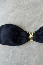 Load image into Gallery viewer, Onyx Black Textured Star Strapless Bikini Top