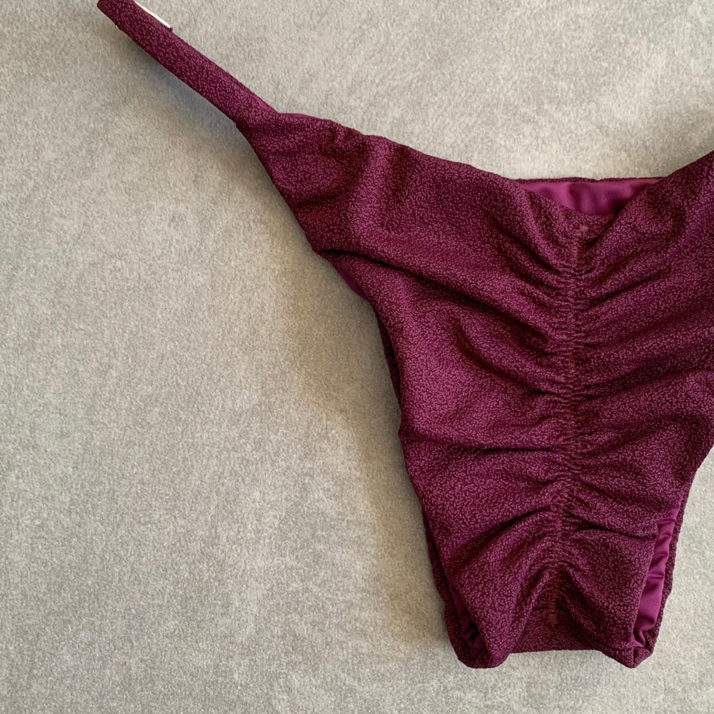 Seashore Textured Malbec Tanga Bikini Bottom