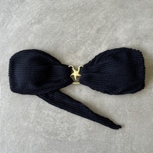 Load image into Gallery viewer, Onyx Black Textured Star Strapless Bikini Top