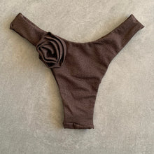 Load image into Gallery viewer, Seashore Textured Espresso Bia Flower Bikini Bottom