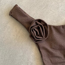 Load image into Gallery viewer, Seashore Textured Espresso Bia Flower Bikini Bottom