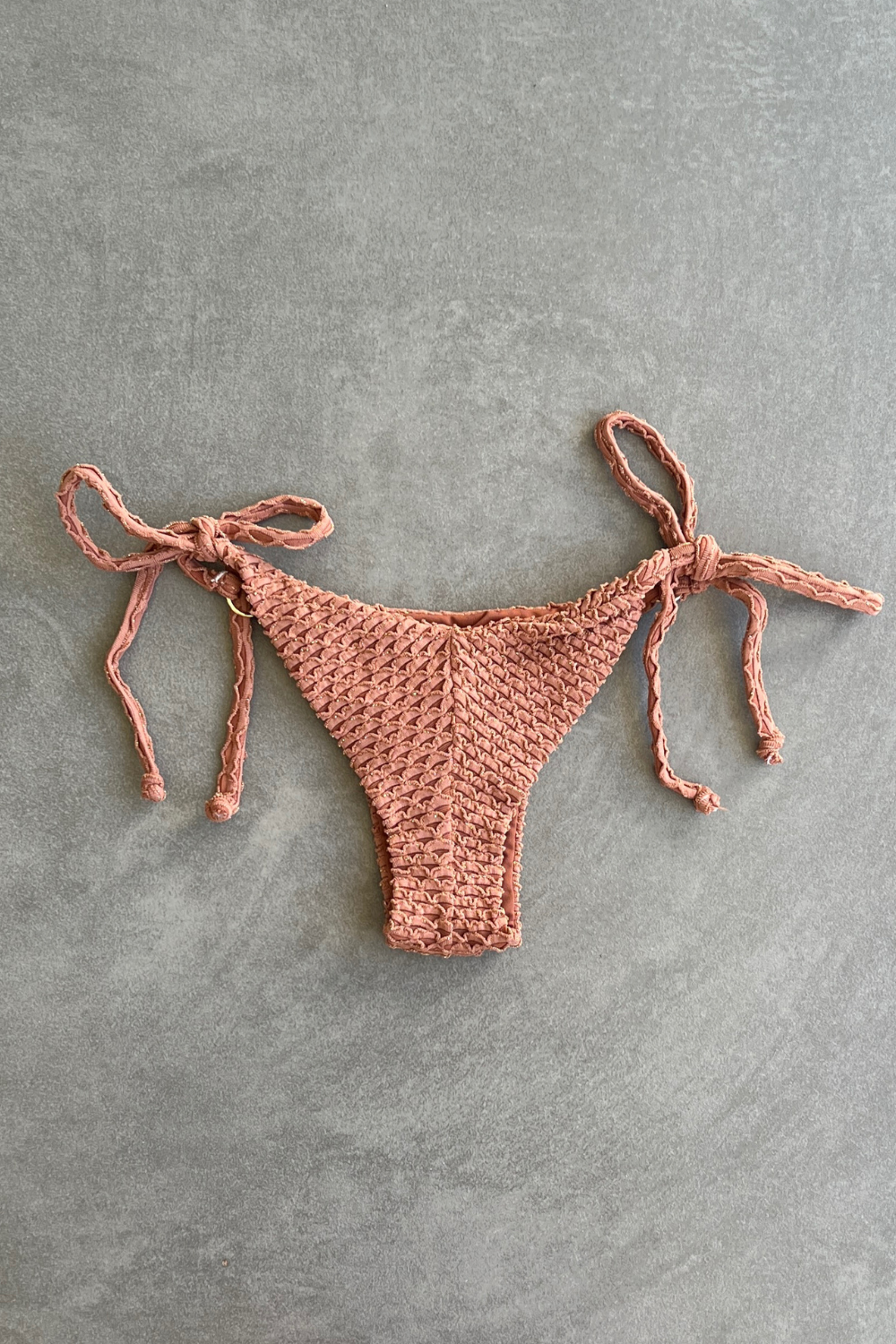 Toffee Brown Sparkling Mermaid Weave Textured Katie Side Tie Bikini Bottom