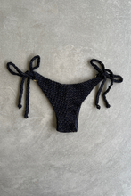 Load image into Gallery viewer, Glamour Black Sparkling Mermaid Weave Textured Katie Side Tie Bikini Bottom