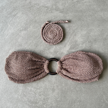 Load image into Gallery viewer, Chocolate Mousse Beehive Textured Strapless Bikini Top