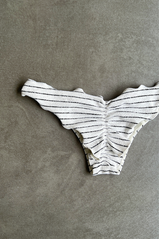 White & Black Seashore Striped Textured Textured Lili Ripple Bikini Bottom