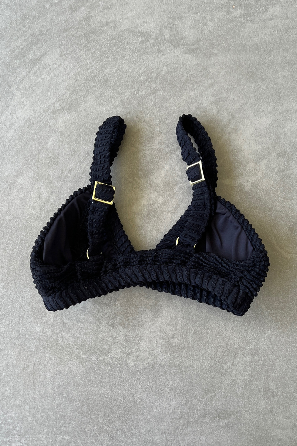 Onyx Black Textured Anitta Crop Bikini Top