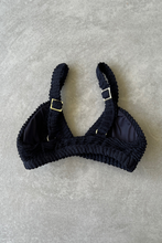 Load image into Gallery viewer, Onyx Black Textured Anitta Crop Bikini Top