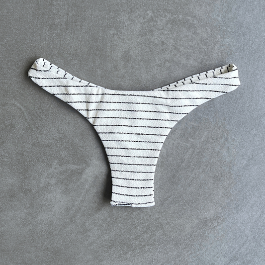 White & Black Seashore Striped Textured Bia Bikini Bottom