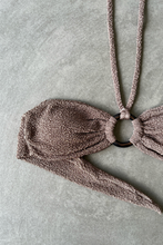 Load image into Gallery viewer, Chocolate Mousse Beehive Textured Strapless Bikini Top