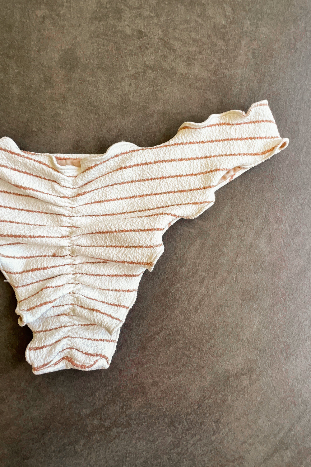 White & Brown Seashore Striped Textured Textured Lili Ripple Bikini Bottom