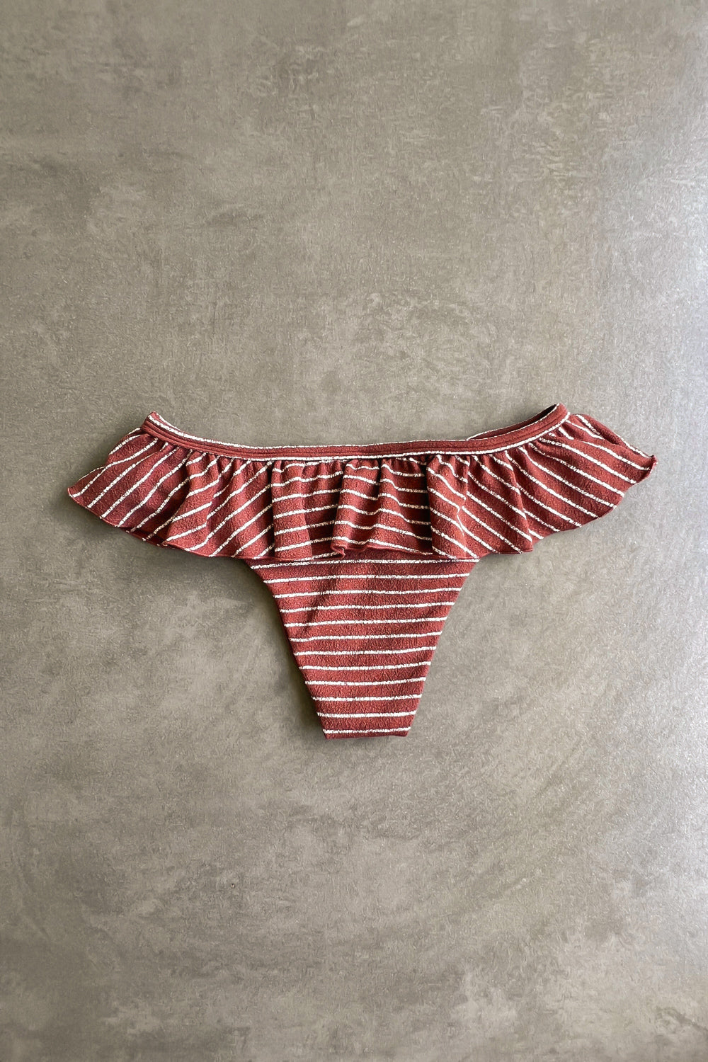 Brown & White Seashore Striped Textured Brenda Bikini Bottom