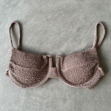 Load image into Gallery viewer, Chocolate Mousse Beehive Textured Panneled Bikini Top
