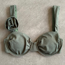Load image into Gallery viewer, Seashore Textured Fern Green Carolina Bikini Top