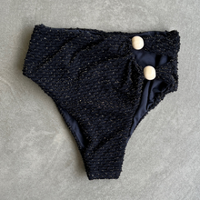 Load image into Gallery viewer, Glamour Black Sparkling Mermaid Weave Textured Vera Bikini Bottom