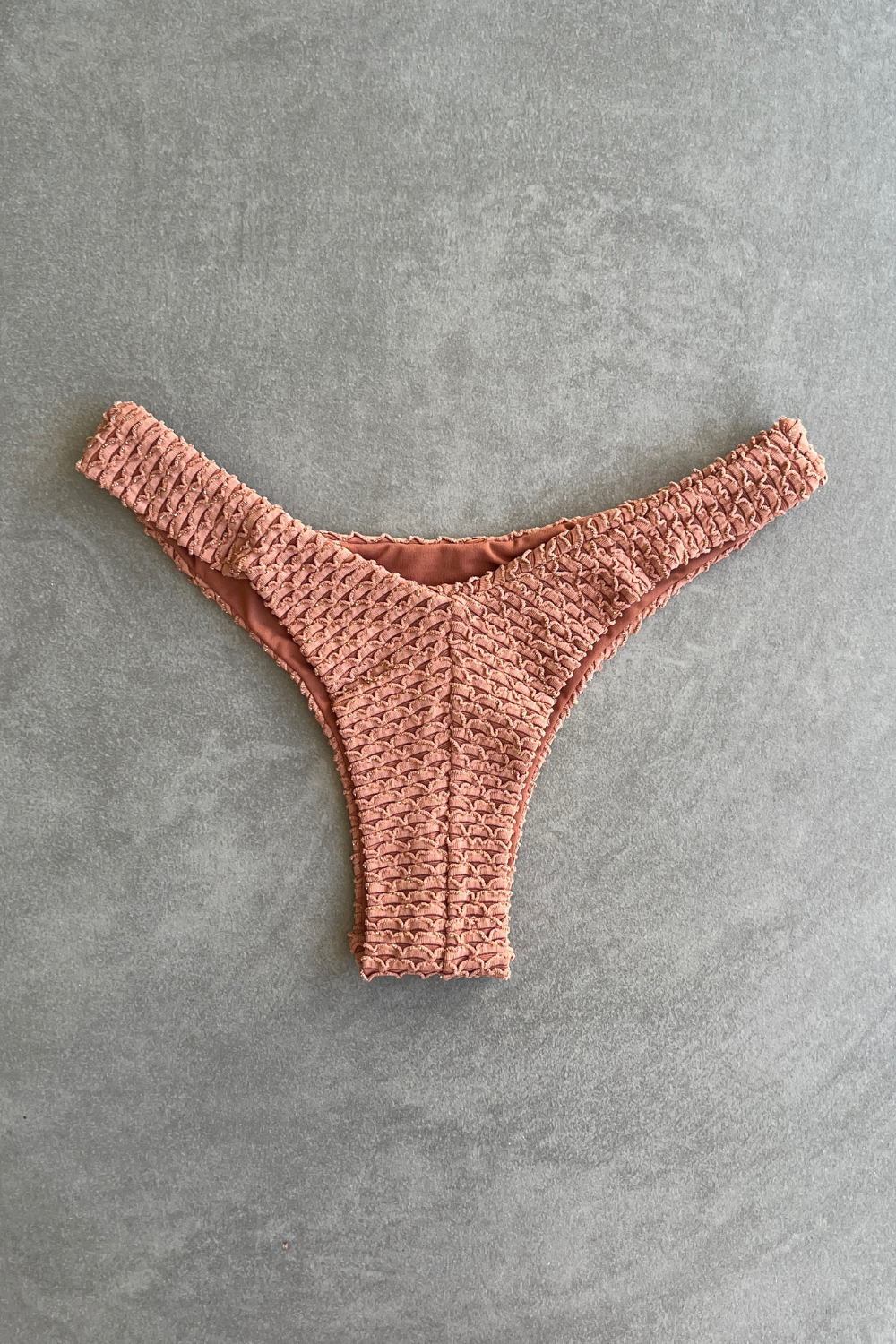 Toffee Brown Sparkling Mermaid Weave Textured Bia Bikini Bottom