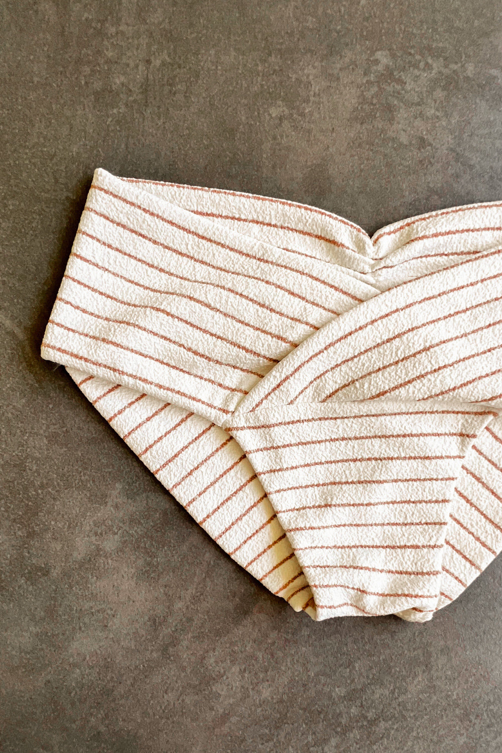 White & Brown Seashore Striped Textured Melissa Bikini Bottom