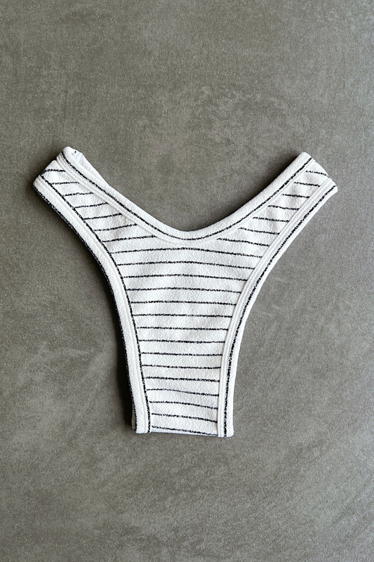 White & Black Seashore Striped Textured Tati Bikini Bottom