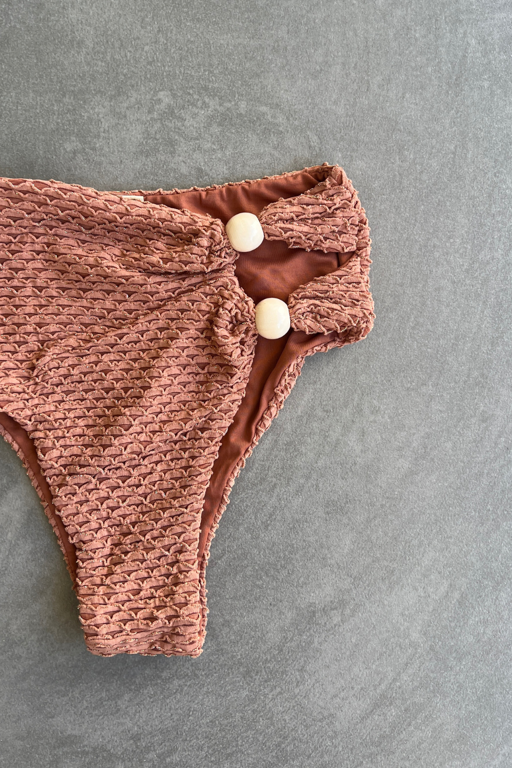 Toffee Brown Sparkling Mermaid Weave Textured Vera Bikini Bottom