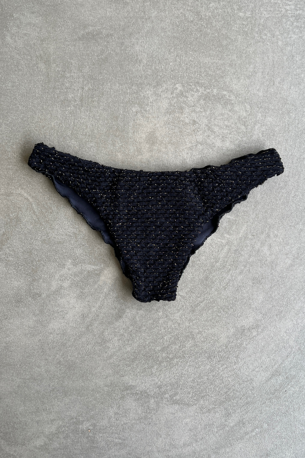 Glamour Black Sparkling Mermaid Weave Textured Lili Ripple Bikini Bottom