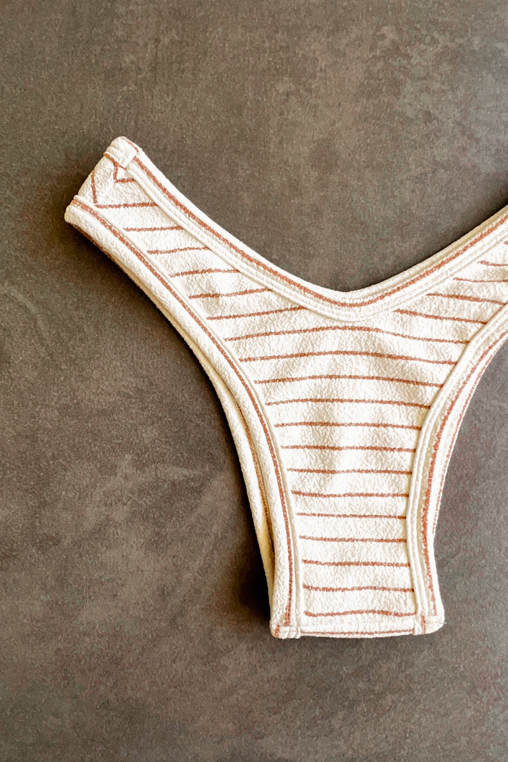 White & Brown Seashore Striped Textured Tati Bikini Bottom
