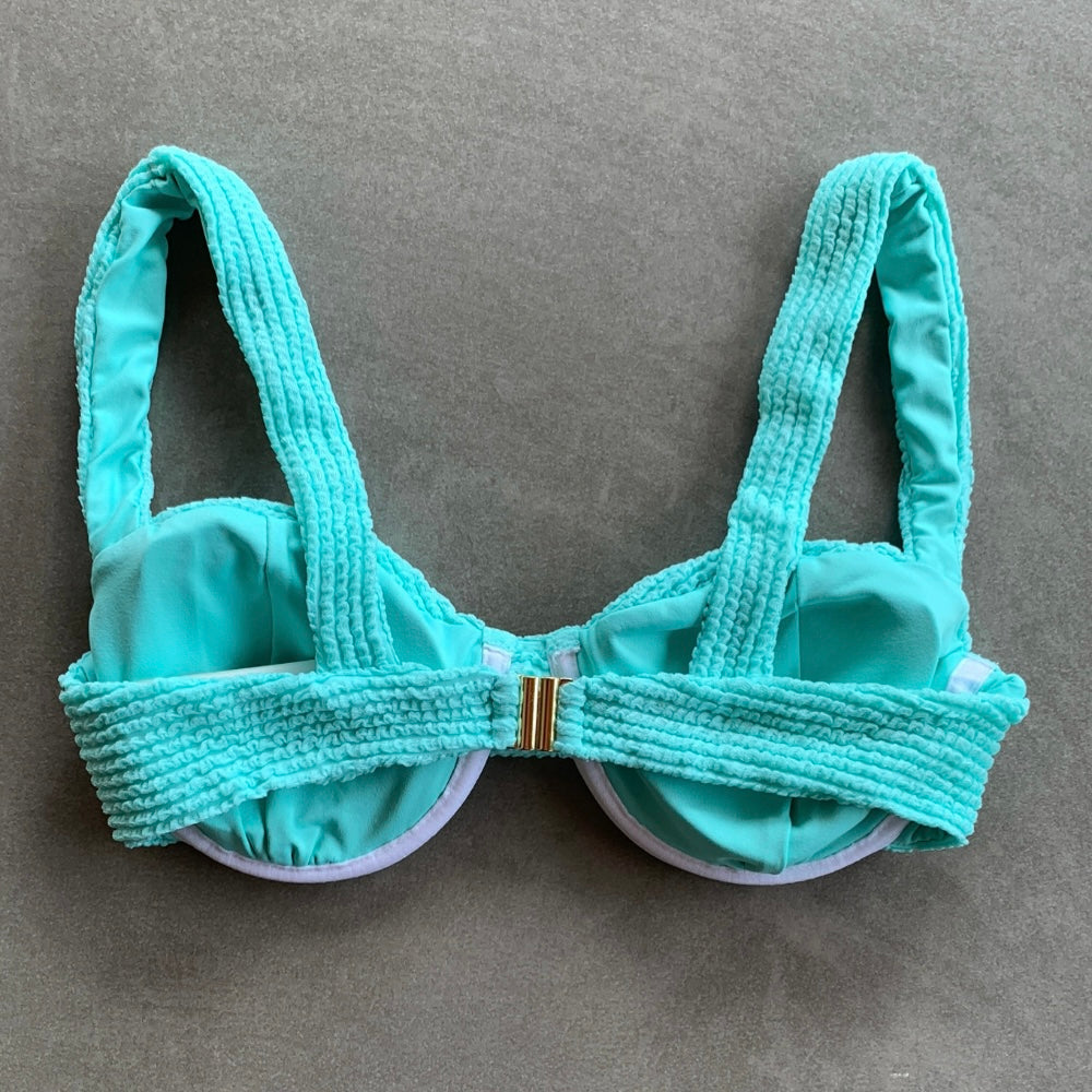 Curazao Blue Textured Carolina Underwire Bikini Top