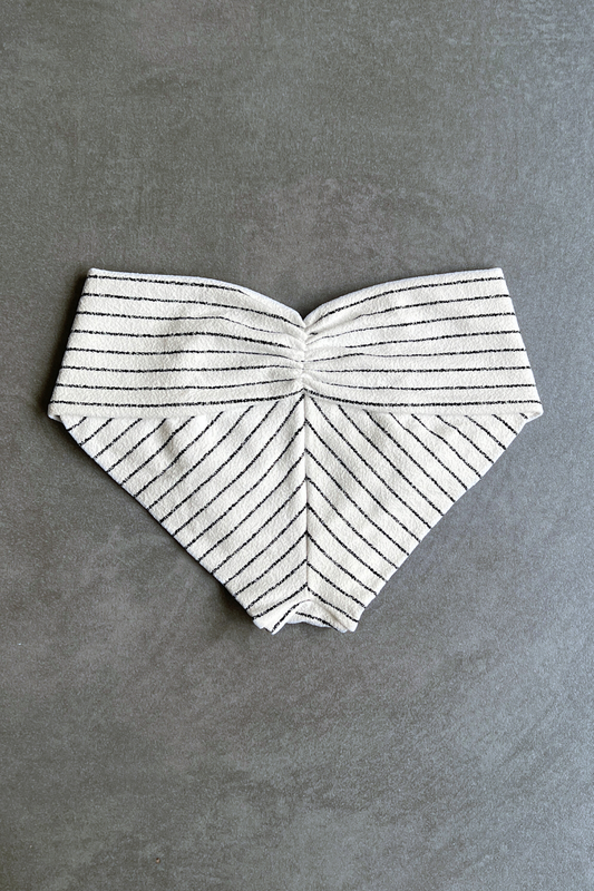 White & Black Seashore Striped Textured Melissa Bikini Bottom