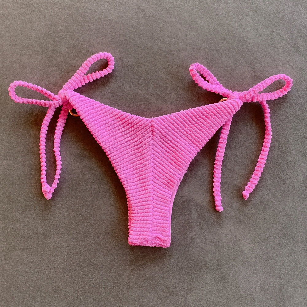 Pink Bliss Textured Katie Side Tie Bikini Bottom