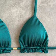Load image into Gallery viewer, Forest Green Triangle Frill Bikini Top