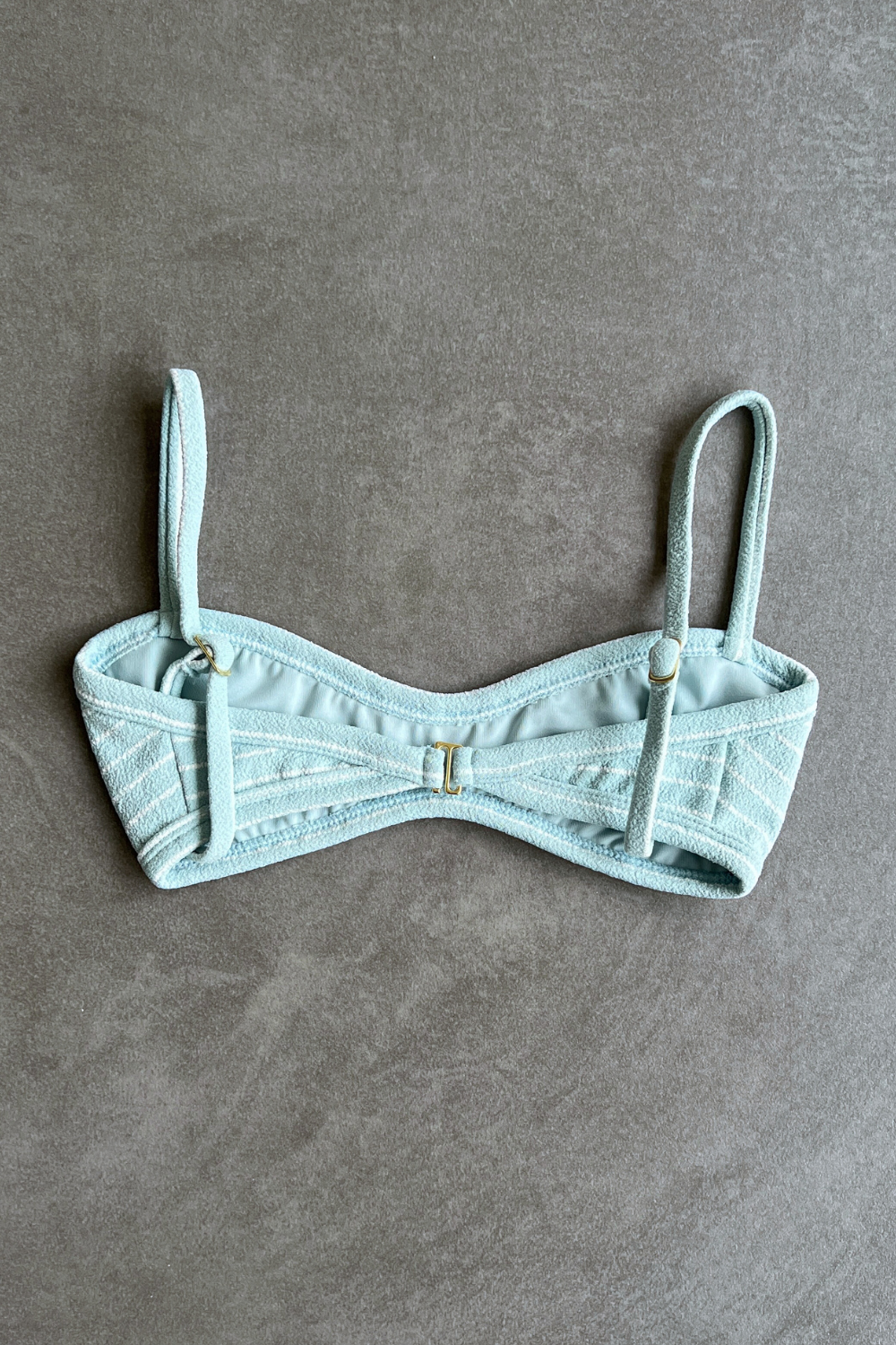 Blue & White Seashore Striped Textured Tati Bikini Top
