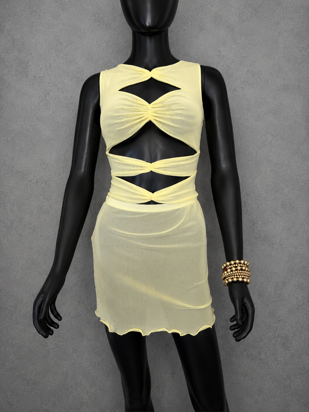 Yellow Mesh Tule Seamless Skirt