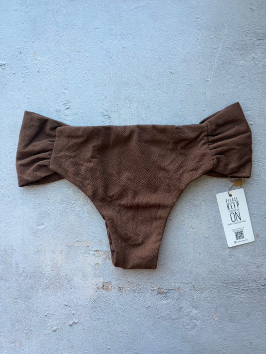 Cacau Brown Seashore Textured Classy Cheeky Bikini Bottom