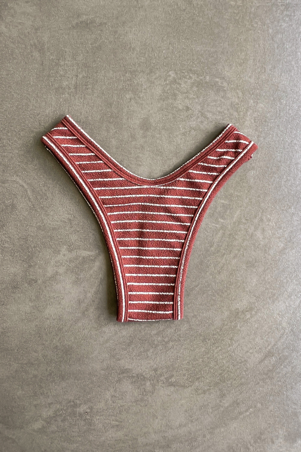 Brown & White Seashore Striped Textured Tati Bikini Bottom