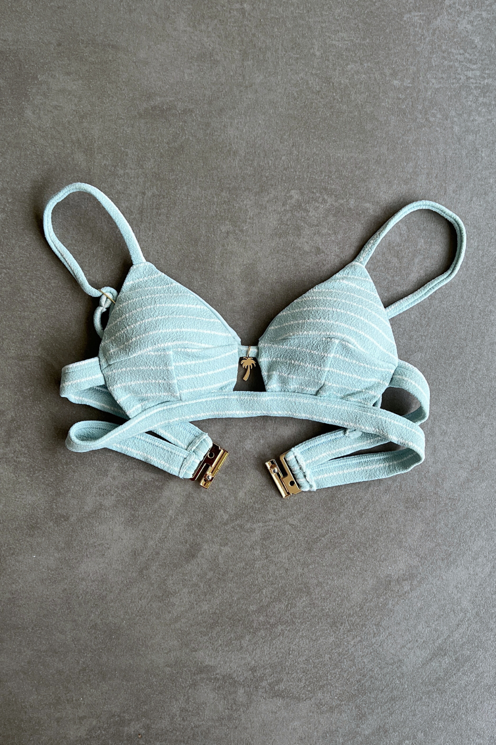 Blue & White Seashore Striped Textured Vera Bikini Top