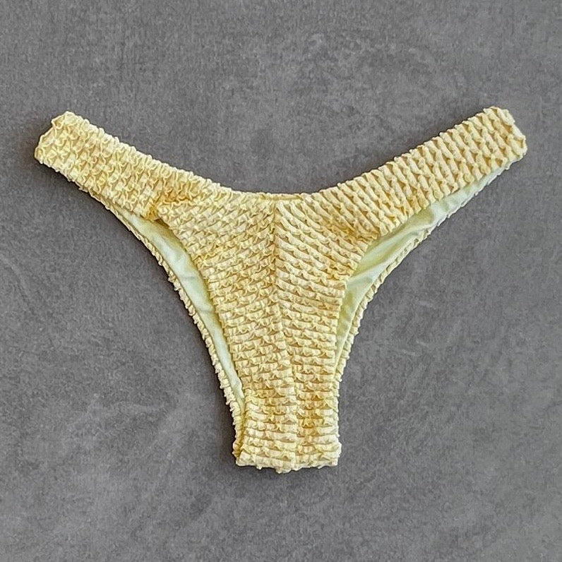 Yellow Sparkling Mermaid Weave Textured Bia Bikini Bottom