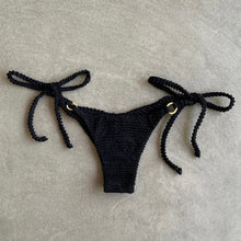 Load image into Gallery viewer, Onyx Textured Katie Side Tie Bikini Bottom