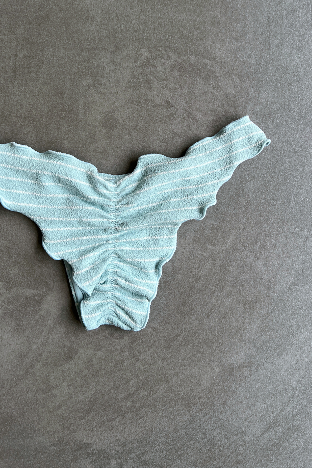 Blue & White Seashore Striped Textured Textured Lili Ripple Bikini Bottom