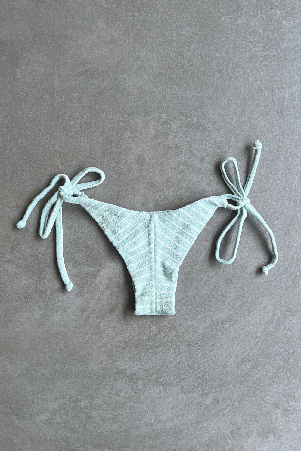 Blue & White Seashore Striped Textured Katie Side Tie Bikini Bottom
