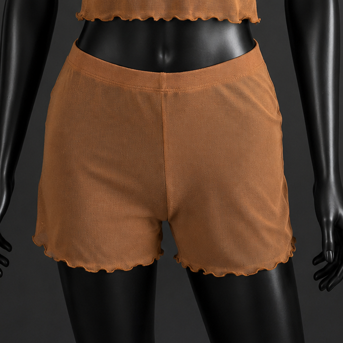 Brown Mesh Tule Seamless Short