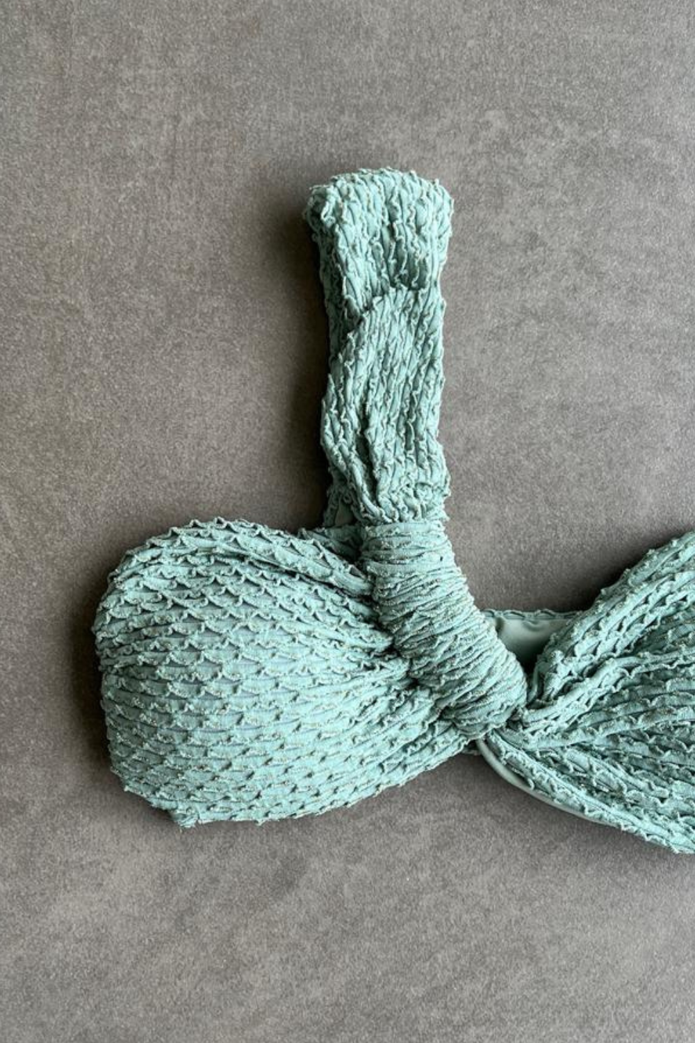 Seafoam Green Sparkling Mermaid Weave Textured Greek Bikini Top