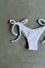 Load image into Gallery viewer, Pure White Textured Katie Side Tie Bikini Bottom