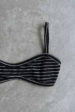 Load image into Gallery viewer, Black & White Seashore Striped Textured Tati Bikini Top