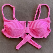 Load image into Gallery viewer, Pink Bliss Textured Panneled Bikini Top