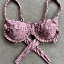 Load image into Gallery viewer, Lavender Mist Textured Panneled Bikini Top
