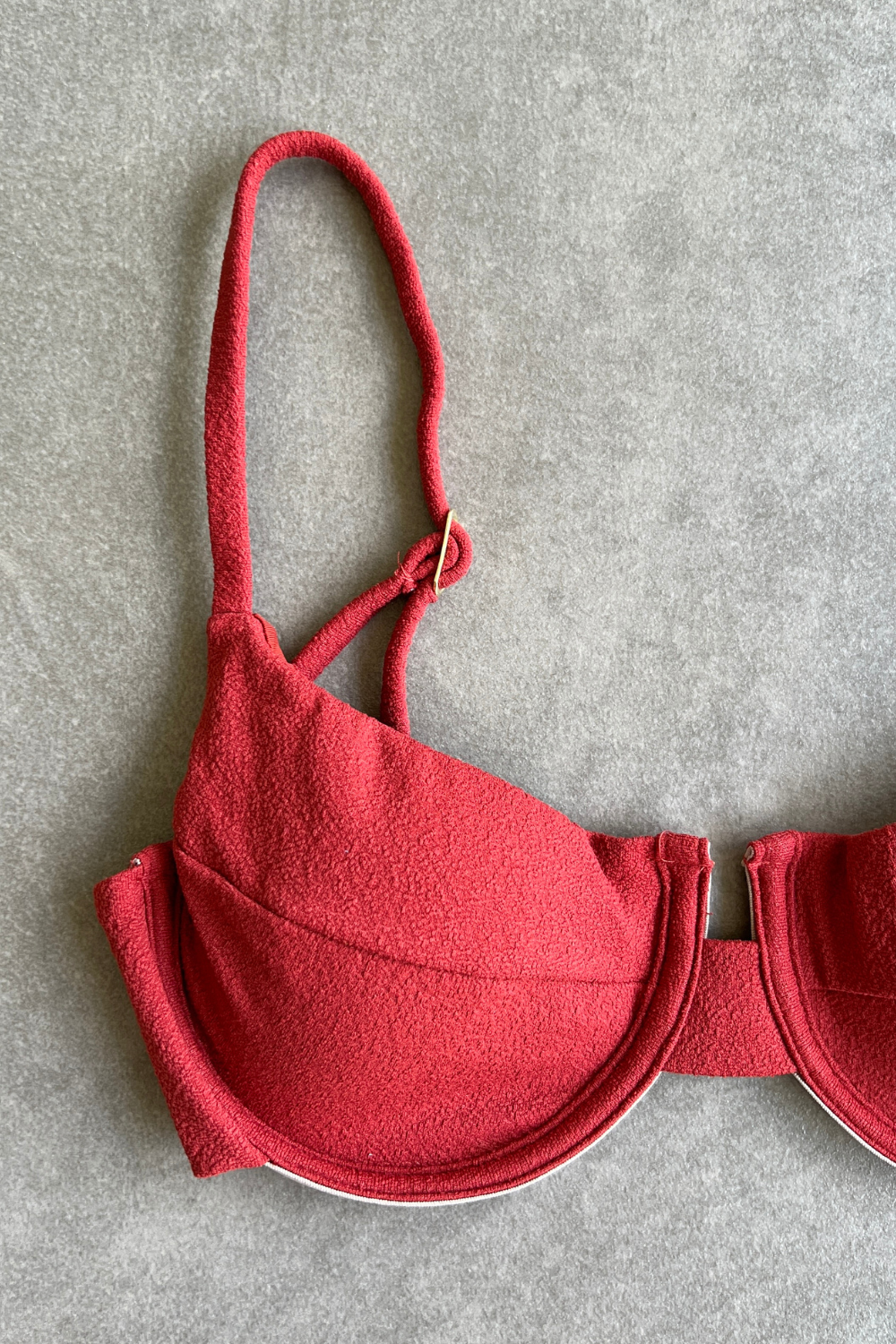 Glazed Cherry Seashore Textured Panneled Bikini Top