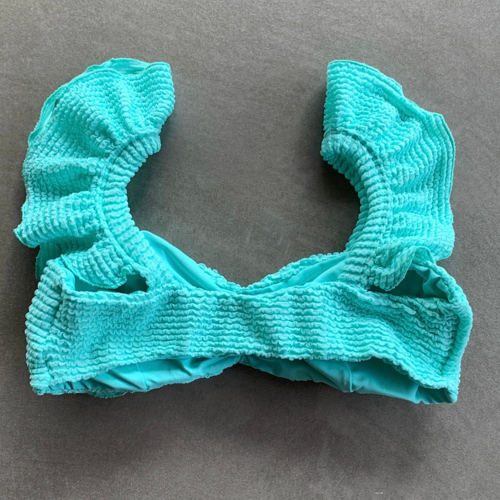 Curazao Blue Textured Camille Bikini Top