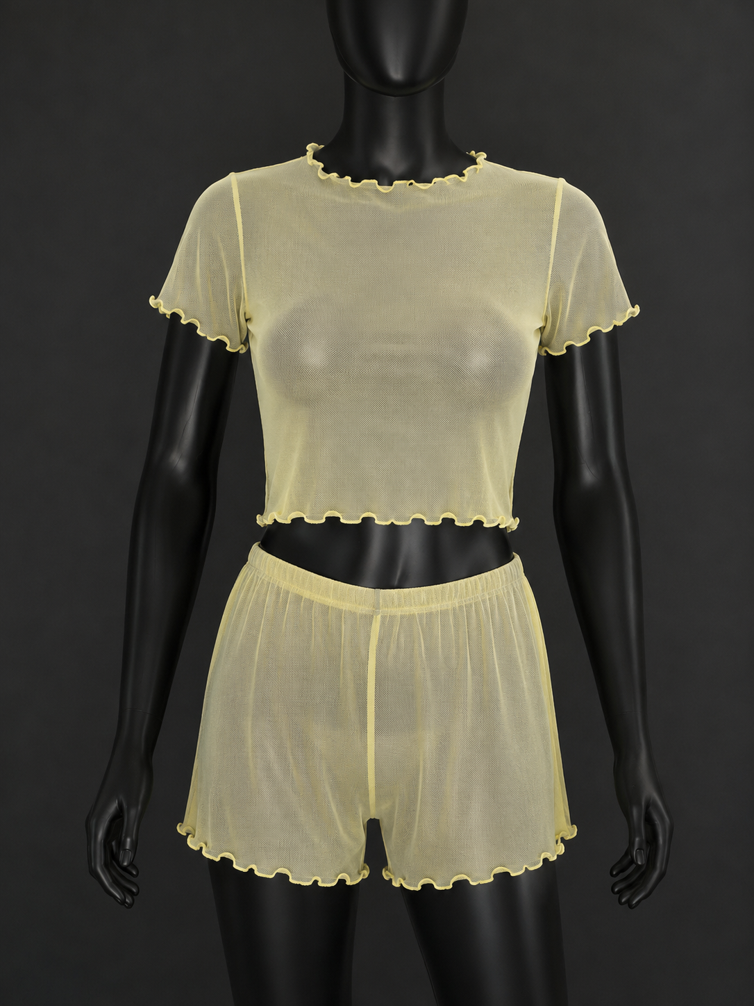 Yellow Mesh Tule Seamless Short