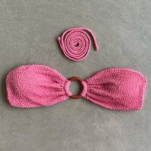 Load image into Gallery viewer, Desert Rose Beehive Textured Strapless Bikini Top